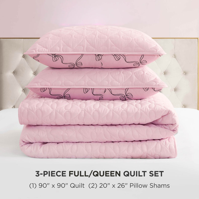 Juicy Couture Luxe Bow Quilt Sets, Full/Queen