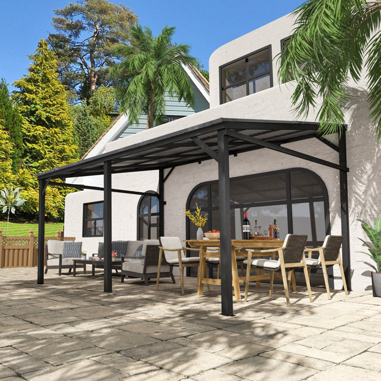 Feria 14'W x 10'D Manual Slope Patio Awning in Black