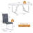 71" Modern Rectangular Dining Set with Geometric Metal Base and Faux Leather Cantilever Chairs-2024076326-2024076505