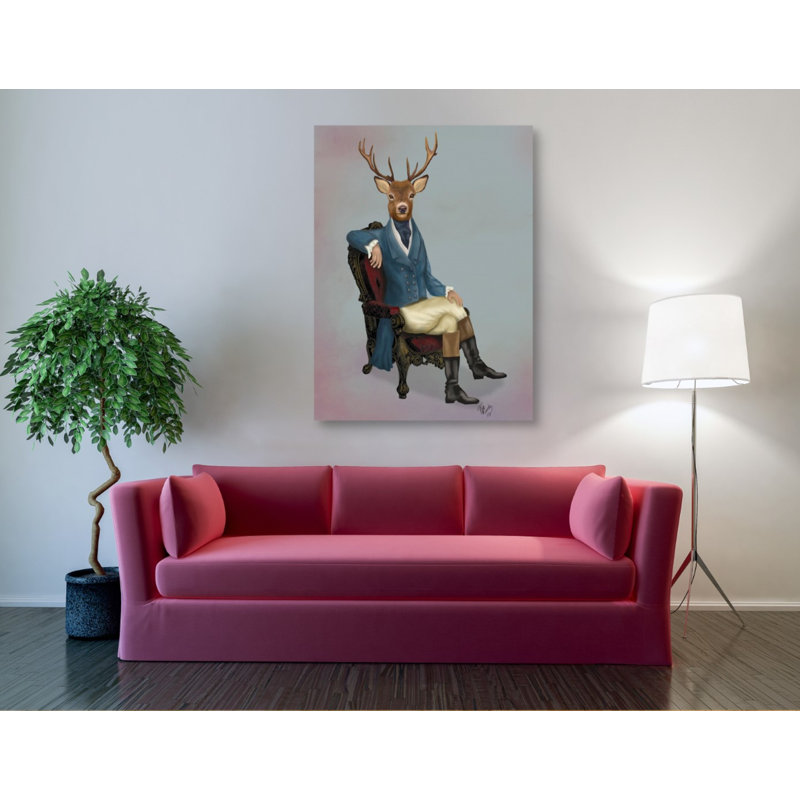 «Distinguished Deer Full» par Fab Funky, art mural sur toile, H 54 po x l 40 po x P 1,5 po