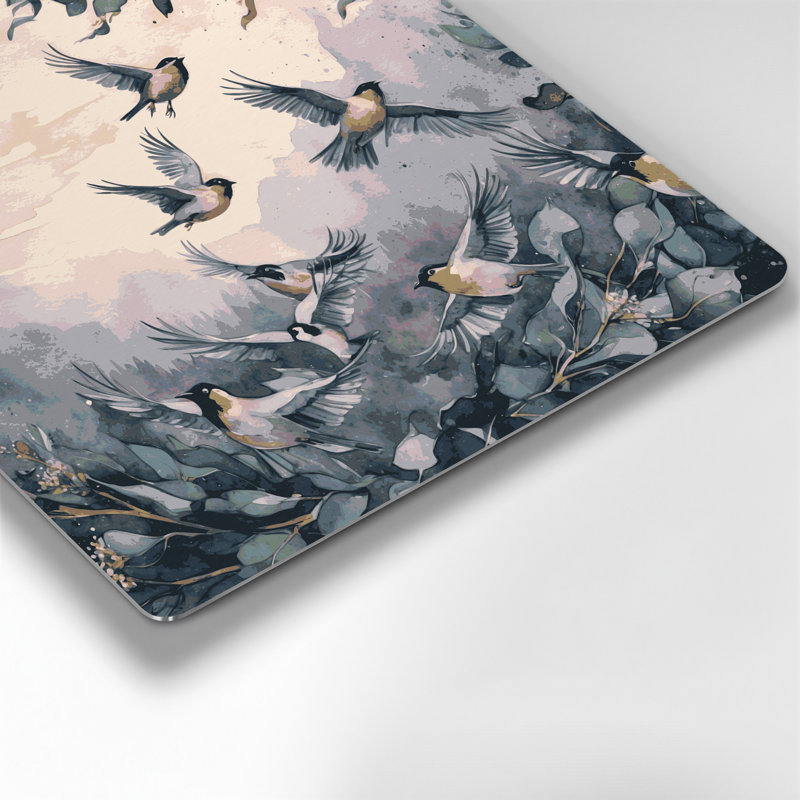 Oiseaux, art mural gris en métal, H 16 po x l 16 po