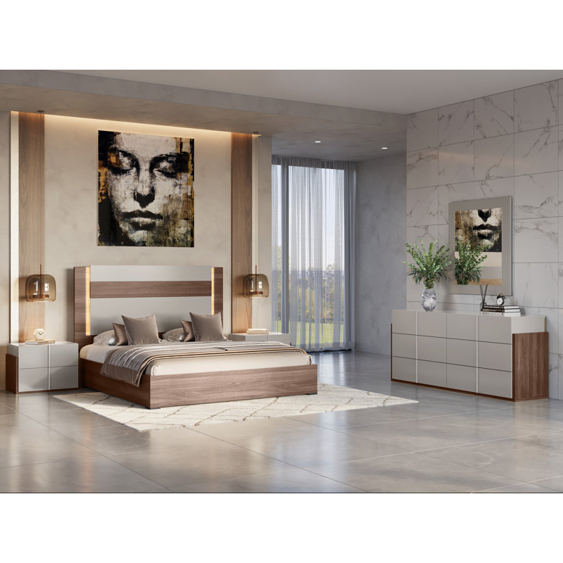 Aryna 4 Piece Collection Beige Bedroom Queen, Beige, Queen