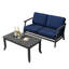 Ensemble de patio extérieur en teck pour deux personnes avec coussins et table d'appoint Polett-67409230-67409225