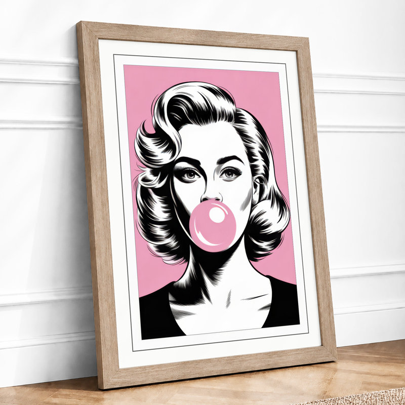Bubblegum Pop Pop Art - Framed Print, Oak, A4 - 29.7 x 21.0 cm
