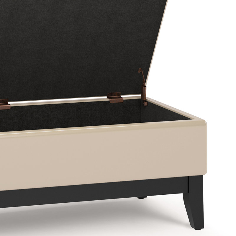 Oregon 42"W Upholstered Vegan Leather Contemporary Rectangular Lift-Up Storage Ottoman Bench with Tray and Hidden Storage