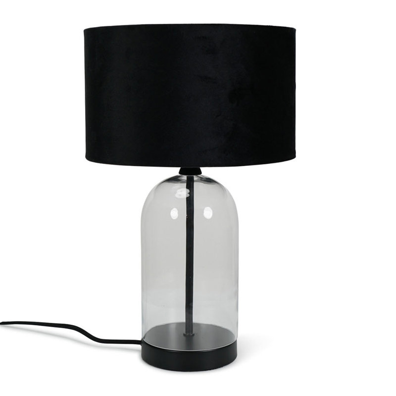 Glass Desk Lamp, Black, Black, 45" H x 25" W x 25" D