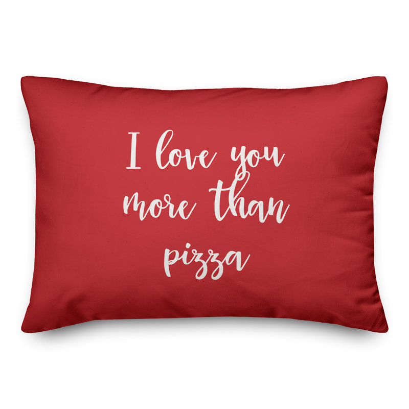  Coussin décoratif I Love You More Than Pizza, Rouge