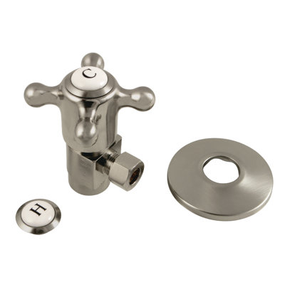 Kingston Brass 1/2-Inch FIP x 3/8-Inch OD Comp Anti-Seize Deluxe Quarter-Turn Ceramic Hardisc Cartridge Angle Stop with Flange