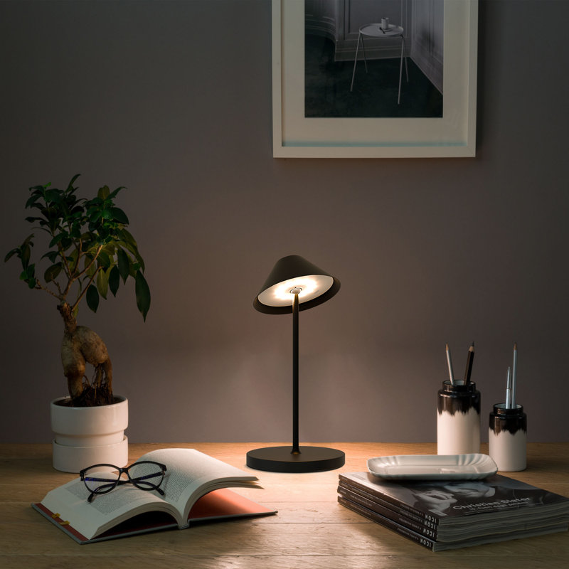 16 po Lampe de table Mid-Century Modern, Simple, Noir, Touch