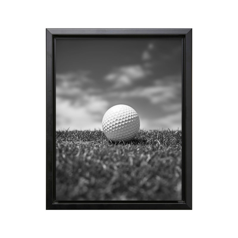 Golf Ball on a Field No1, Black Framed, Canvas, 08"H x 10"W