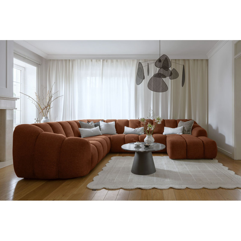 Shell 8 Seater Corner Sofa , Orange, Left Hand Facing