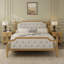 Structure de lit en bois massif de style traditionnel avec tête de lit tapissier capitonnée, sans sommier tapissier, grand-2022038807