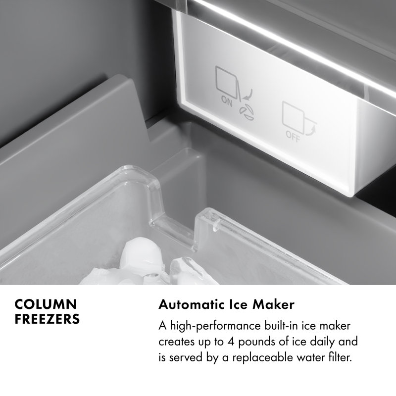 ZLINE 18 in. 8.6 cu. ft. Right Hinge Column Freezer in White Matte with Graphite Gray Interior, Stainless Steel, Left