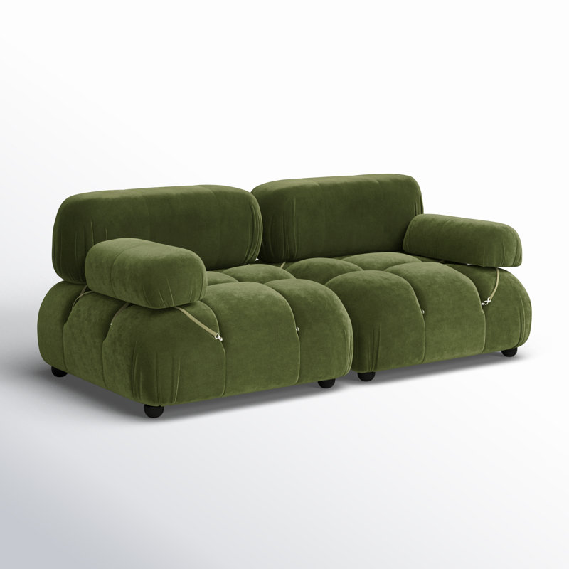 Canapé modulaire 3 pièces 109,5 po Sigma, Velours vert olive, H 27,5 po x l 72,5 po x P 36 po, 2