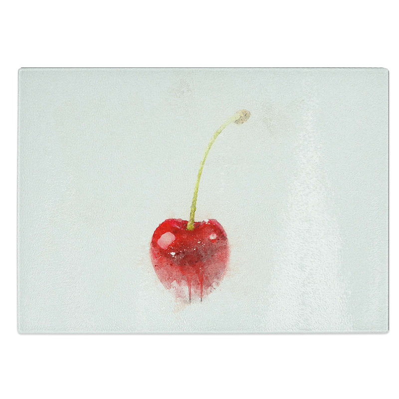 Glass Lone Cherry in Abstract Chopping Board, 39 cm W x 28.5 cm L