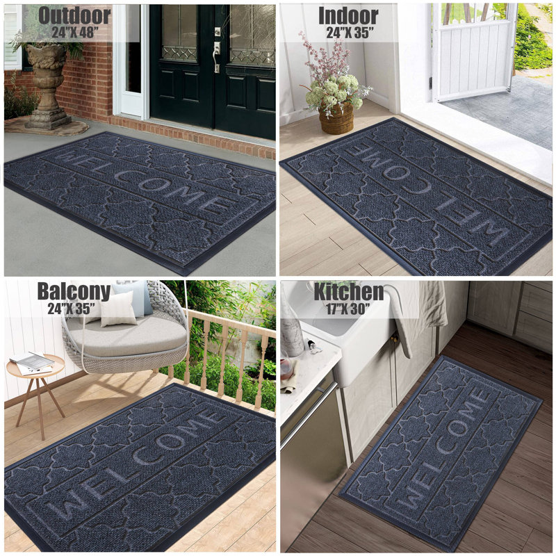 Tapis antidérapant Varvara, L 15 po x L 24 po, Gris foncé