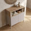 Buffet moderne bicolore en grès et chêne saphir avec tablette ouverte (31,5'' L x 15,7'' P x 31,5'' H)-707676257