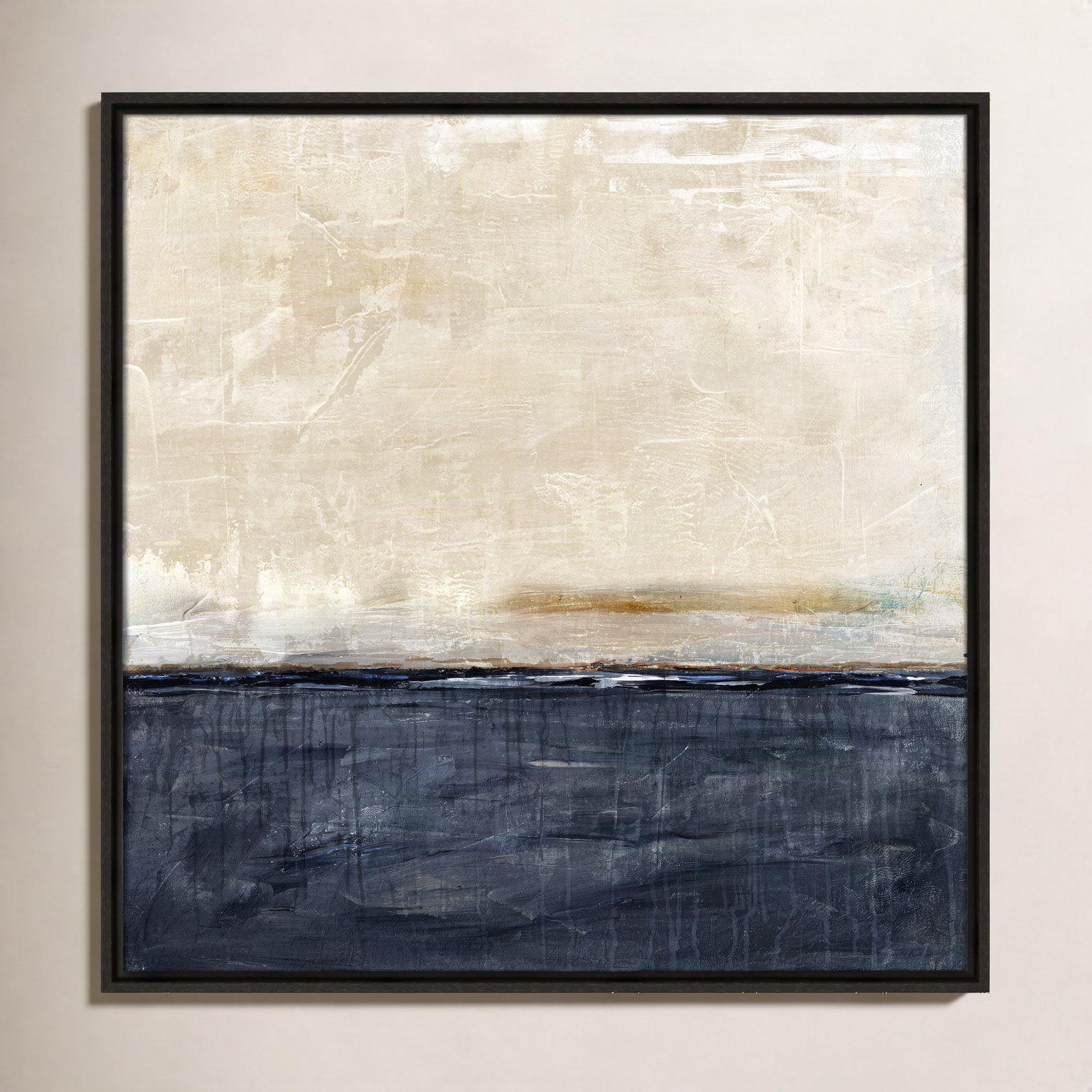 Better Days Navy Print by Denise Brown, 25.5" H x 25.5" W, Espresso