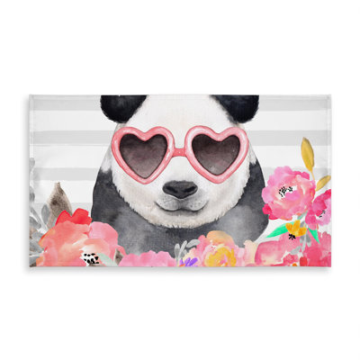 Panda Heart Glasses Tablecloth  White Wildlife Home Decor