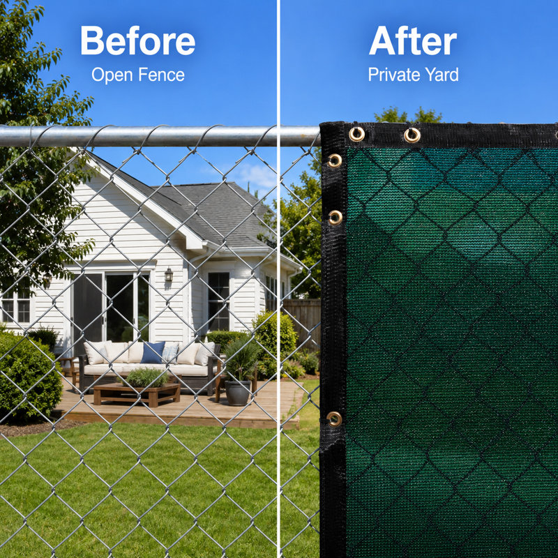 Toile de protection pour brise-vue ColourTree Fence Privacy Screen Windcover, H 3 pi x l 200 pi, Vert