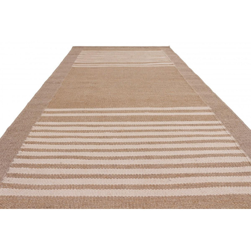 Scandinavian Hand Knotted Wool Geometric Area Rug, Rectangle 10' x 14'