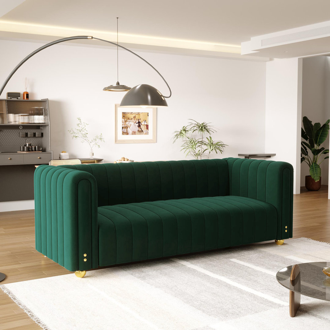 Roswitha 81.3'' Velvet Sofa Mercer41 Upholstery 