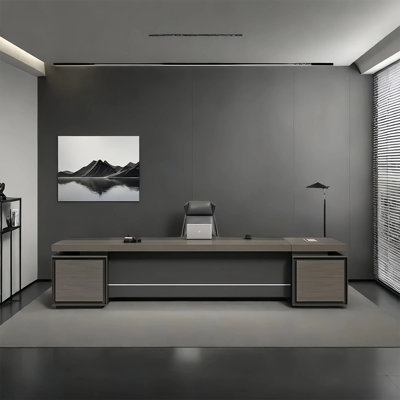 Grey double-sided cabinet modern office desk Computer Desk Office Set