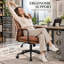 Chaise de bureau en polyuréthane, chaise de bureau pivotante à hauteur réglable avec accoudoirs rembourrés, coussin épais et pochette de rangement, chaise d'ordinateur ergonomique pour le bureau personnel