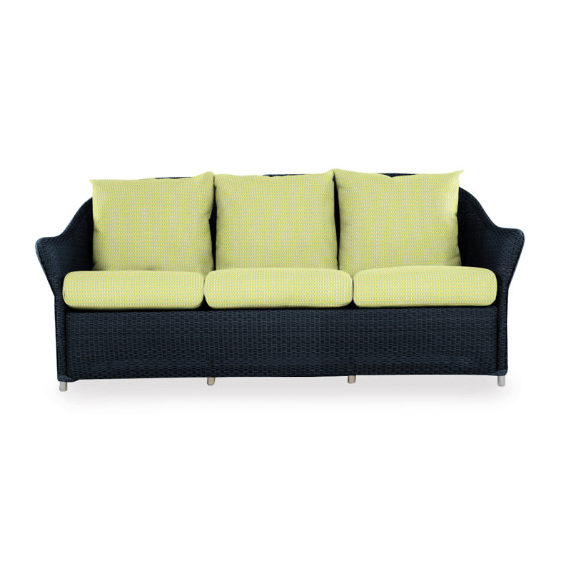 Weekend Retreat Outdoor 3 - Seat Patio Sofa, Sailcloth Seagull, Ebony