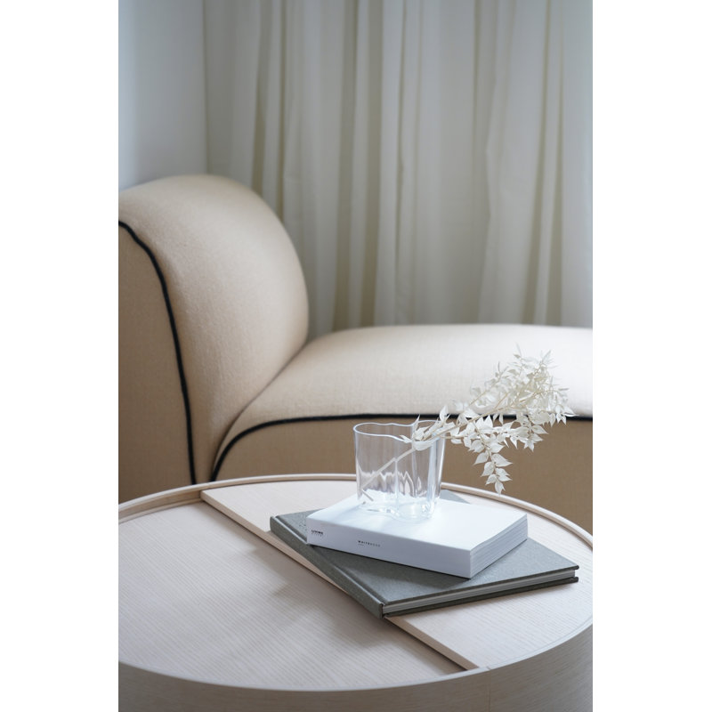 Arc Coffe Table, 15" H x 35" L x 35" W, White Pigmented Lacquered Ash