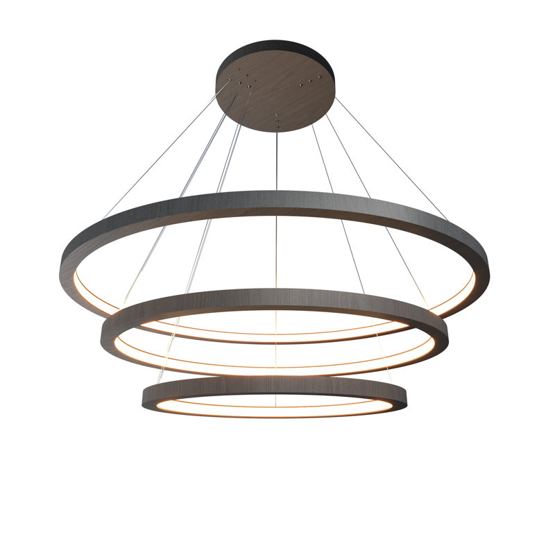 3 - Light LED Chandelier, Organic Gray