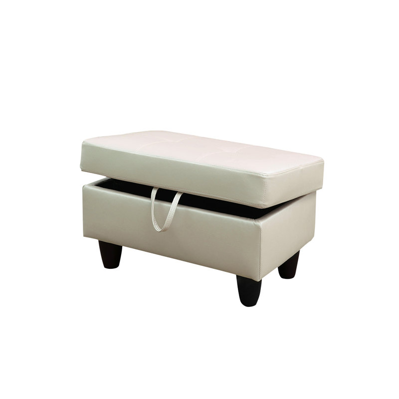 Faux Leather Upholstered Storage Bench, Pearl White