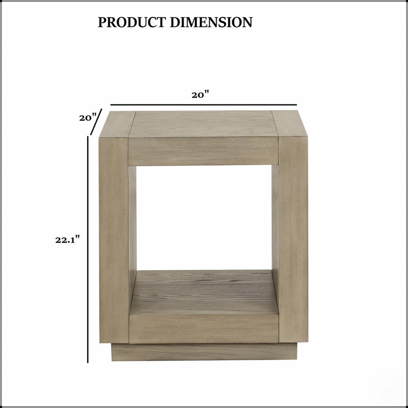 Table d'appoint carrée avec base et étagère inférieure ouverte pour les besoins de rangement d'un salon moderne