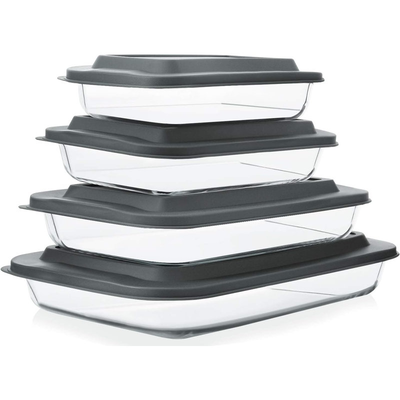 8-piece Glass Baking Dish Set With Lids
