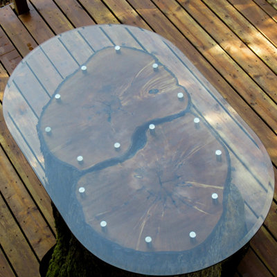 36 po x 60 po. Plateau de table ovale en verre trempé 1/2 po d'épaisseur 1 po biseauté avec verre Fab et miroir