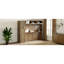 Lit escamotable double avec garde-robe, tiroirs et tablettes ouvertes, bois antique