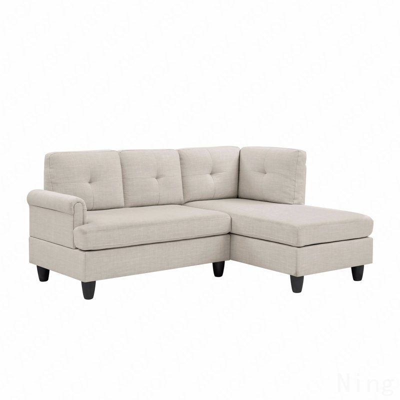 Canapé modulaire rembourré 2 pièces faisant face à la droite avec méridienne, beige clair