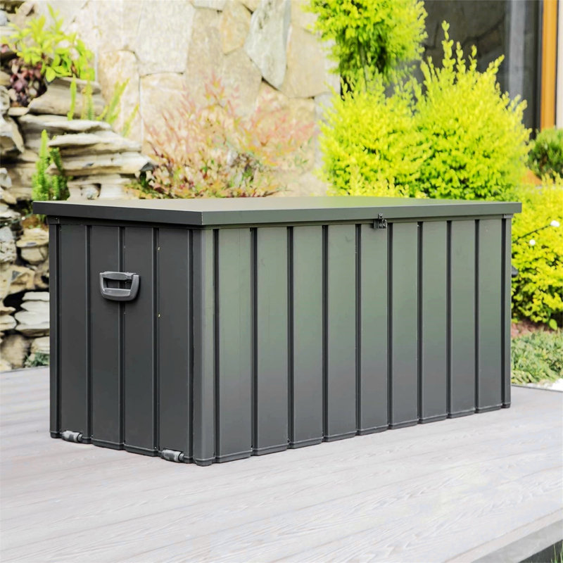 Boîte de rangement en acier pour l'extérieur, Gris foncé, H 23,43 po x l 49,41 po x P 24,69 po