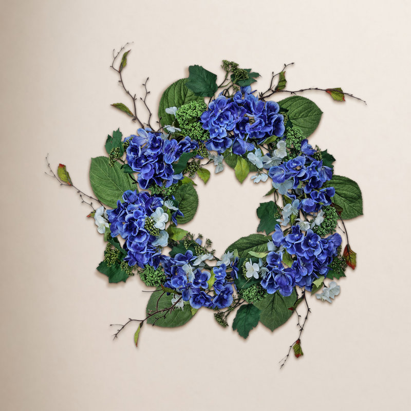 Couronne d'hortensia de jardin 24 po, Bleu