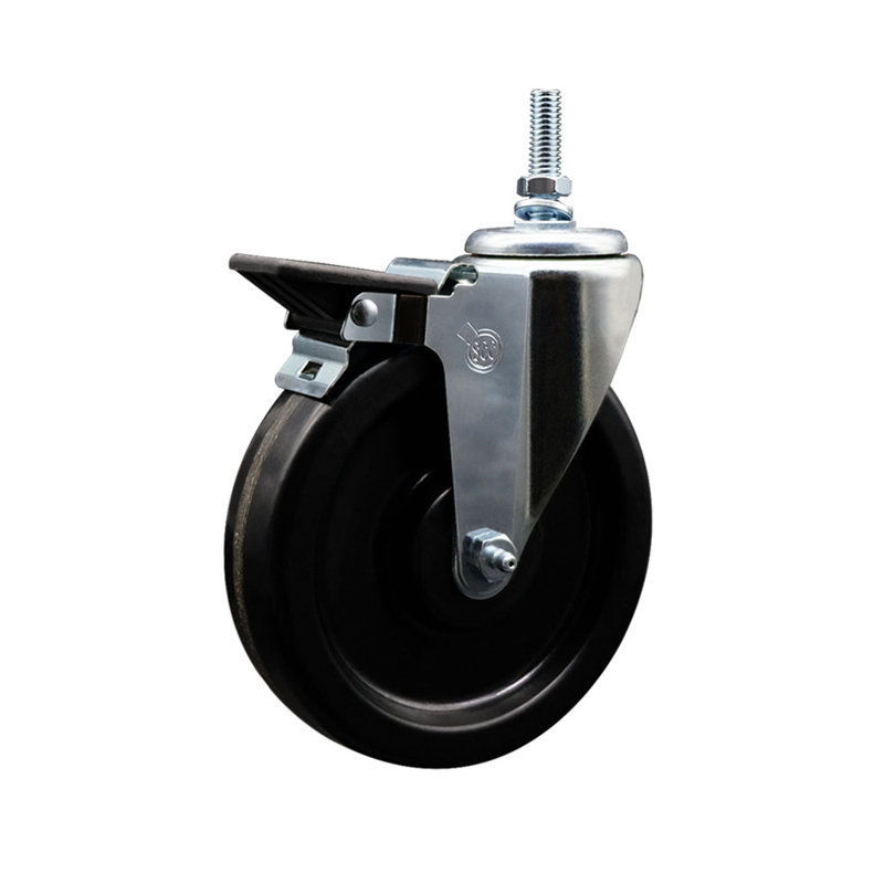 Wheel Swivel 3/4 Inch Threaded Stem Caster Set with Brake SCC