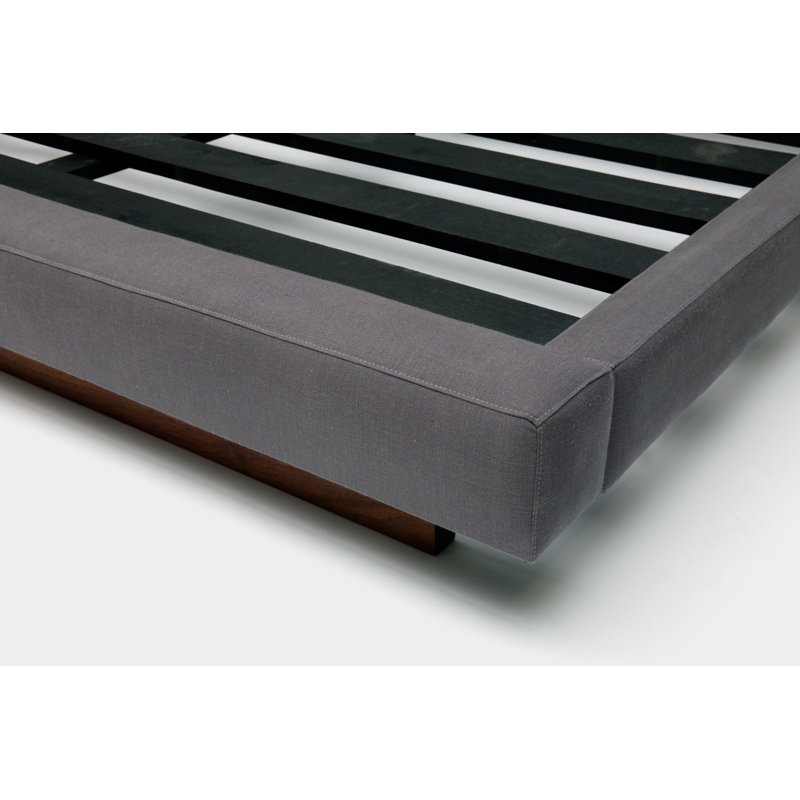 LRG Upholstered Platform Bed, King, Smoke Linen Blend