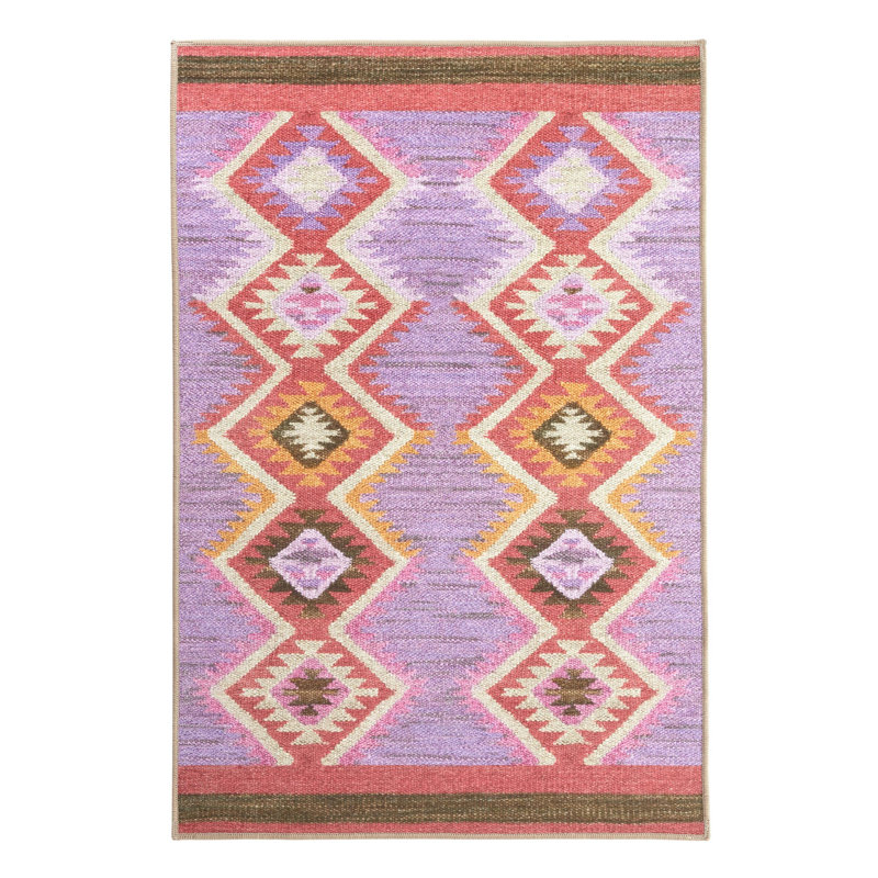 Rhapsody Spice Machine Printed Washable Rug, Rectangle 4' x 6'