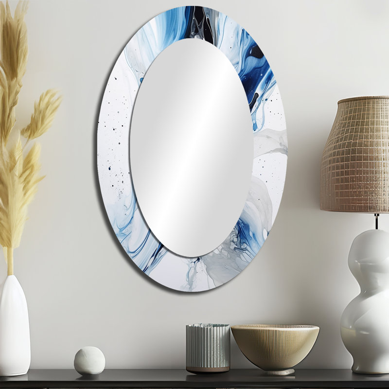 Miroir mural moderne bleu et gris Elixir I - Bleu, 36 po x 24 po