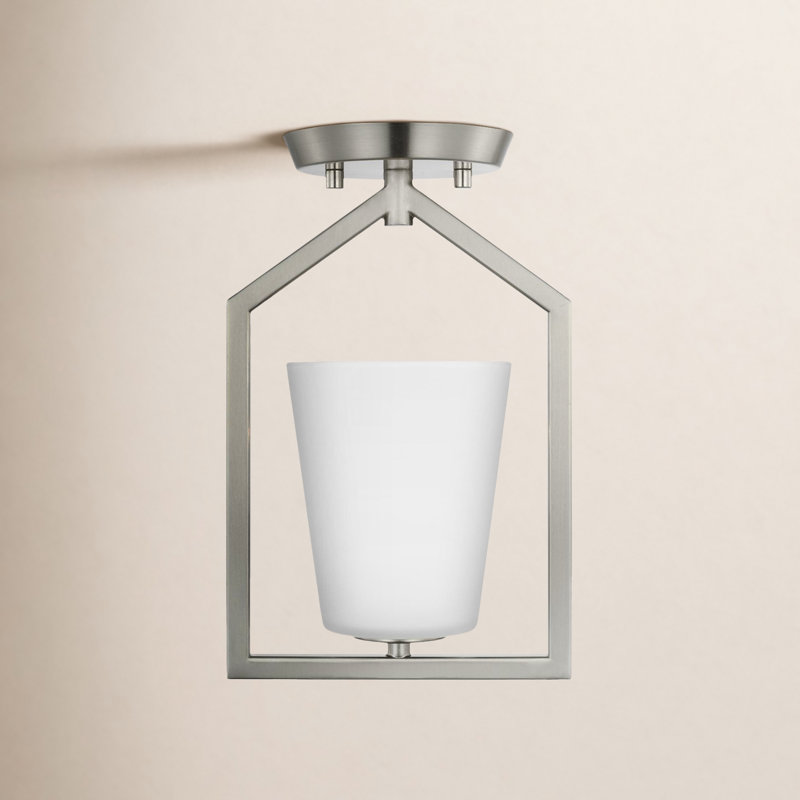 Bera Astri Glass Semi Flush Mount, Brushed Nickel