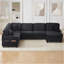 Canapé modulaire en forme de U Canapé modulaire rembourré en L de 125,2 po avec repose-pieds mobile et poches de rangement latérales pour le salon, noir-1055355280