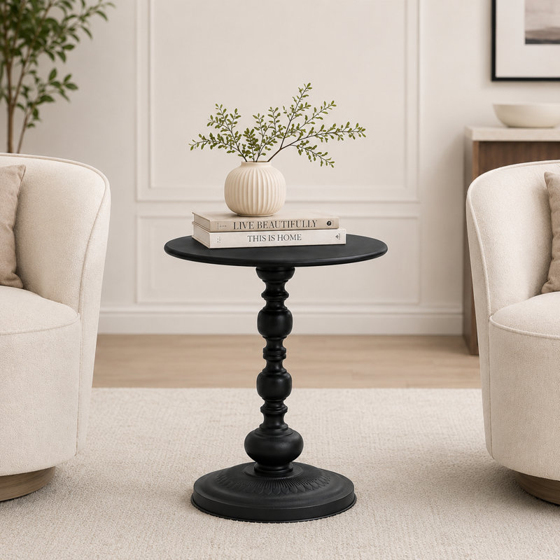 Table d'appoint, canapé et table de chevet Vintage Vintage, Noir mat, 2