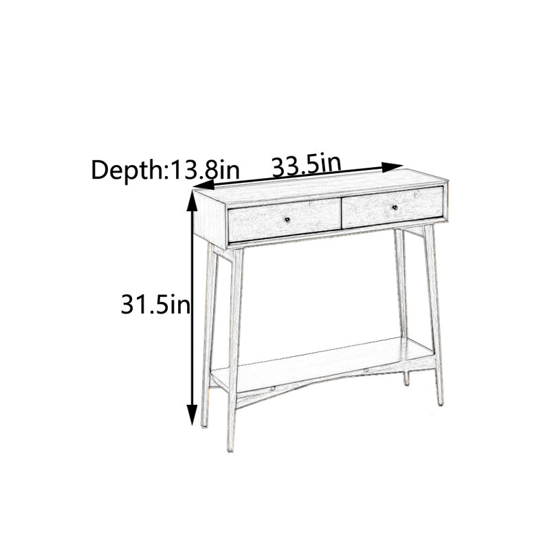 Tole Solid Wood Console Table, 31.5" H x 33.5" W x 13.8" D