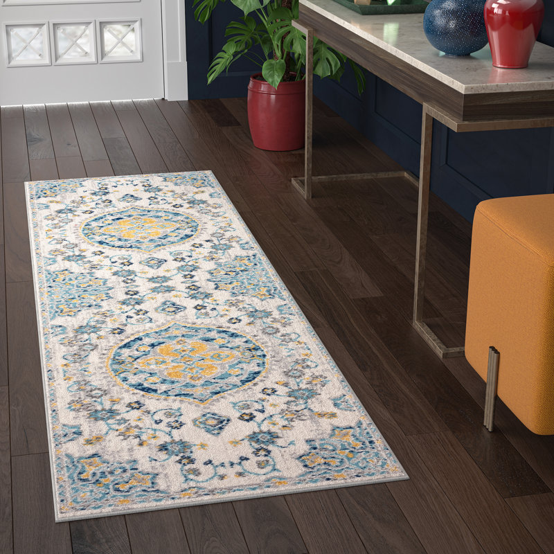 Tapis oriental ivoire / ivoire Cambell, Tapis de couloir : 2 pi 2 po x 7 pi 3 po