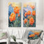 Pivoines d'été et le lever du soleil I - Collection d'art mural floral 2 panneaux