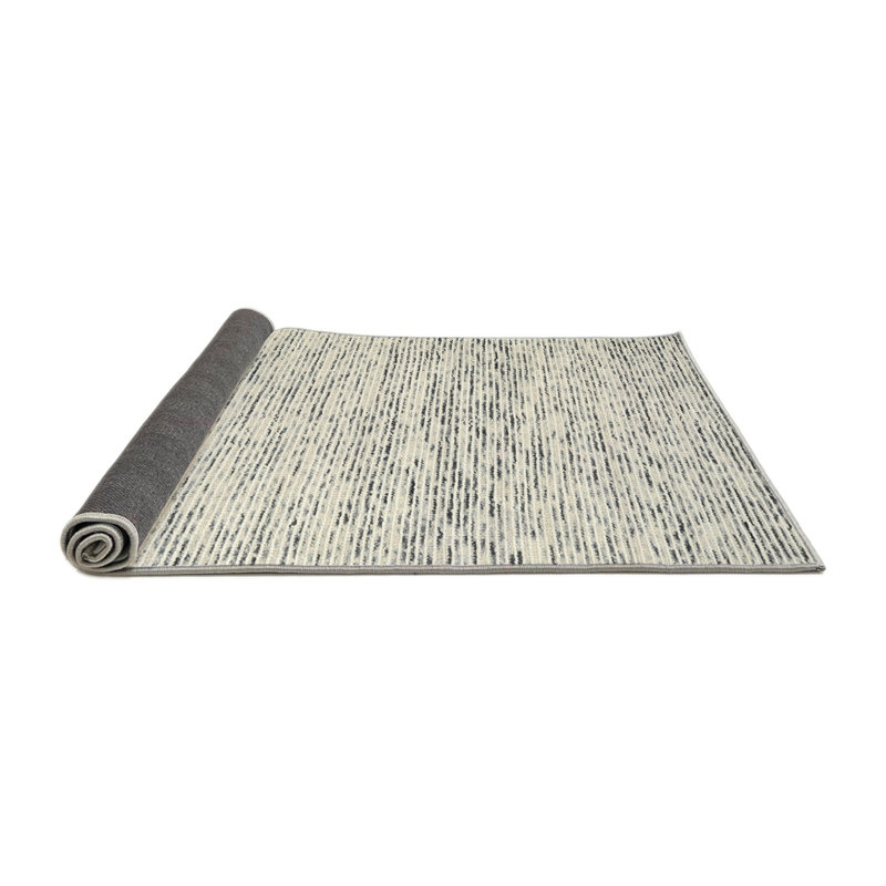 Tapis contemporain gris / crème, Rond 5 pi